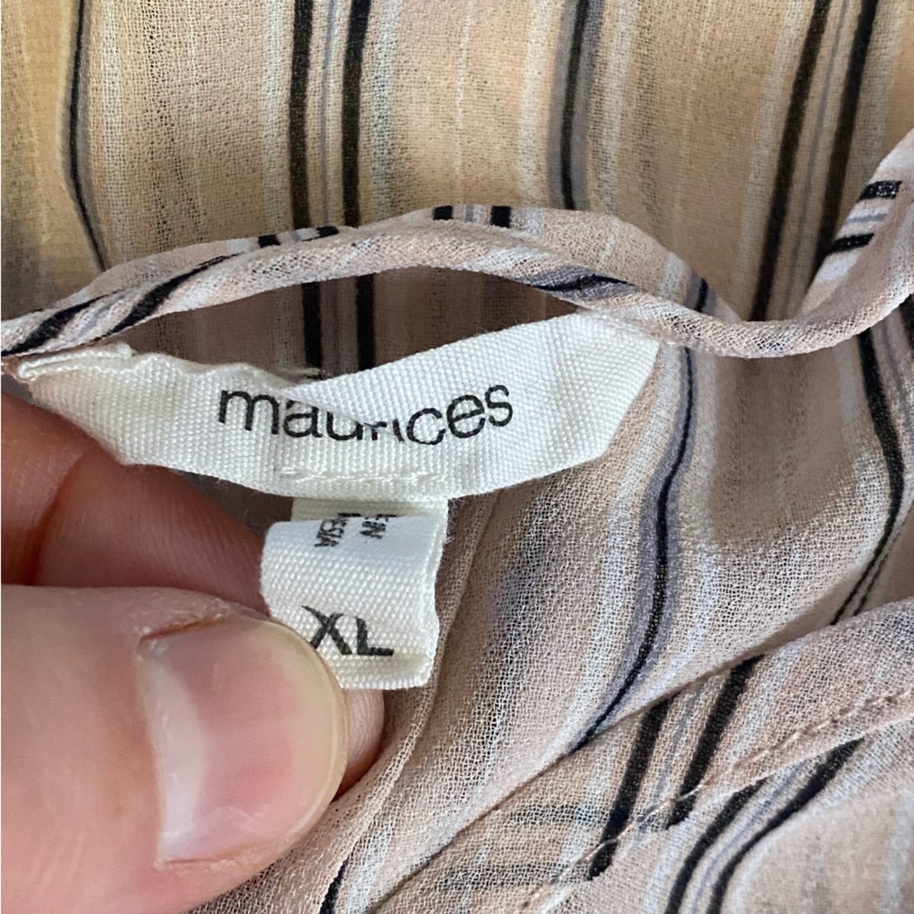 Maurices | Semi-Sheer Light Pink Striped Blouse | Size XL - Picture 4 of 4